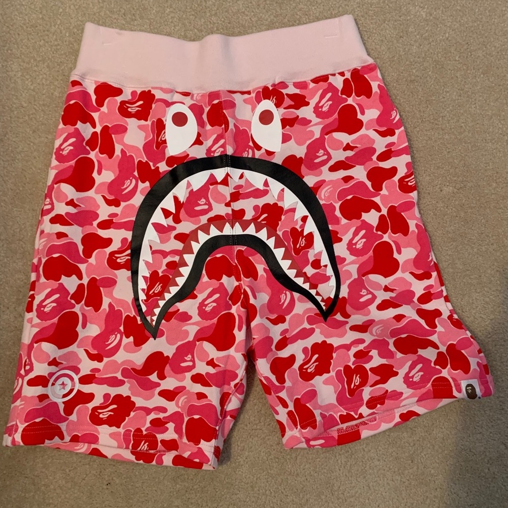 A Bathing Ape Bape Pink ABC Camo Shark Shorts